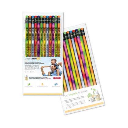 Custom Create-A-Pack Pencil Set of 12 - Mood Pencil w/ Colored Eraser - Front and Back Custom Create-A-Pack Pencil Set of 12 - Mood Pencil w/ Colored Eraser - Front and Back
