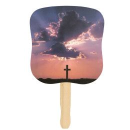 Custom Imprinted Stock Design Hand Fan - Cross