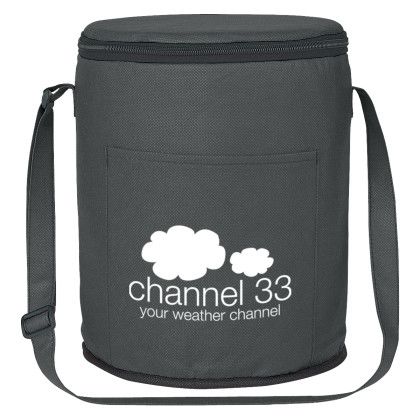 Custom Non-Woven Round Kooler Bag - Black