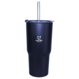 Custom 20 oz. Ares Tumbler with Stainless Straw/Flip Top Lid, Engraved - Black