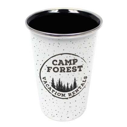 Custom 17 oz. Speckled Enamelware Tumbler - White