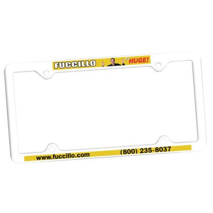 Custom Thin Panel License Plate Frame, Full Color Digital - White
