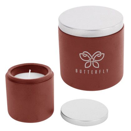 Soy Candle in White Cali Clay Cement - Terracotta