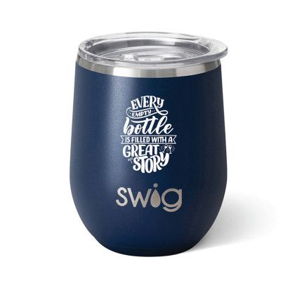 Custom Swig 12 oz. Matte Stemless Wine Cup - Matte Navy Blue