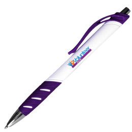 Custom White Allure Grip Pen, Full Color Digital - Purple