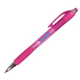 Custom Mardi Gras Grip Pen, Full Color Digital - Transparent Pink