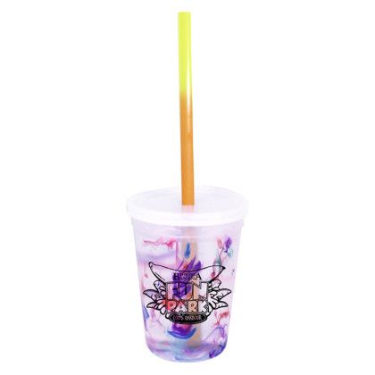 Custom Imprinted Mood 12 oz. Rainbow Confetti Cup/Straw/Lid Set