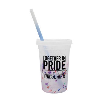 Custom Mood 22 oz. Rainbow Confetti Cup/Straw/Lid Set