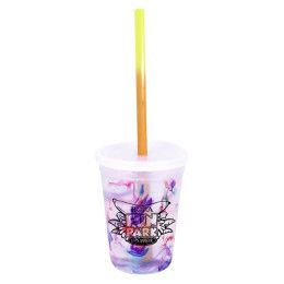 Custom Imprinted Mood 12 oz. Rainbow Confetti Cup/Straw/Lid Set