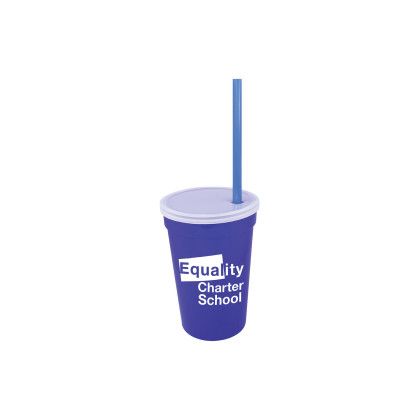Custom 17 oz. Smooth Cup/Straw/Lid Set - Blue