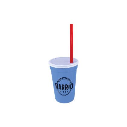 Custom 17 oz. Smooth Cup/Straw/Lid Set - Light Blue