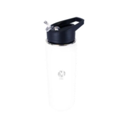 Custom Halcyon 20 oz. Sports Bottle with Flip Straw Lid, Laser Engraved, Small - White