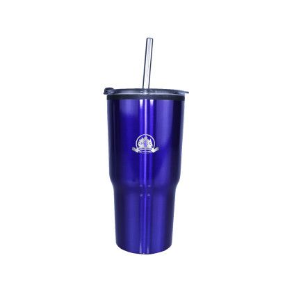 Custom 20 oz. Ares Tumbler with Stainless Straw/Flip Top Lid, Engraved - Blue