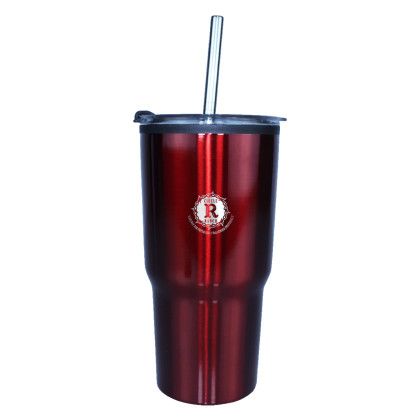 Custom 20 oz. Ares Tumbler with Stainless Straw/Flip Top Lid, Engraved - Red