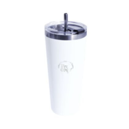 Custom 22 oz. Memphis Tumbler Flip Top Lid & Stainless Steel Straw, Engraved - White