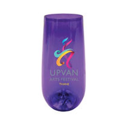 Custom 10 oz. Plastic Stemless Champagne Flute, Full Color Digital - Purple