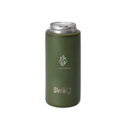 Custom Swig 12 oz. Skinny Matte Can Cooler, Engraved - Olive Green