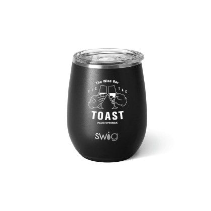 Custom Swig 14 oz. Matte Stemless Wine Cup, Engraved - Matte Black