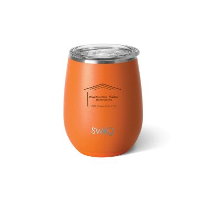 Custom Swig 14 oz. Matte Stemless Wine Cup, Engraved - Matte Orange