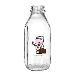 Custom 1 Quart Glass Milk Bottle, Full Color Digital