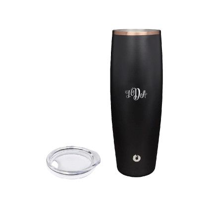 Custom Snowfox 24 oz. Beer Glass with Lid, Engraved - Black