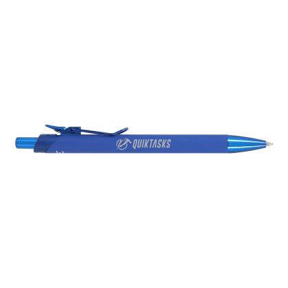 Custom Metallic Recycled Aluminum Soft Touch Gel Pen - Blue