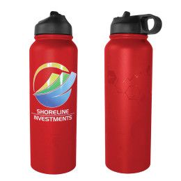 Custom 32 oz. Memphis Sports Bottle with Straw Lid, Varnish - Red