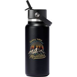 Custom Hydro Flask Wide Mouth With Flex Straw Cap 32oz - Black