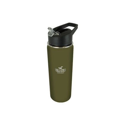 Custom Halcyon 20 oz. Sports Bottle with Flip Straw Lid, Premium Laser Engraved - Army Green