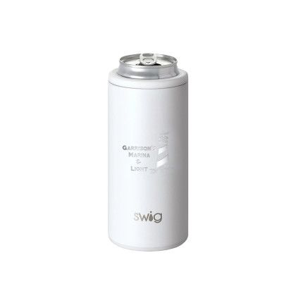 Custom Swig 12 oz. Skinny Matte Can Cooler, Premium Laser Engraved - Matte White