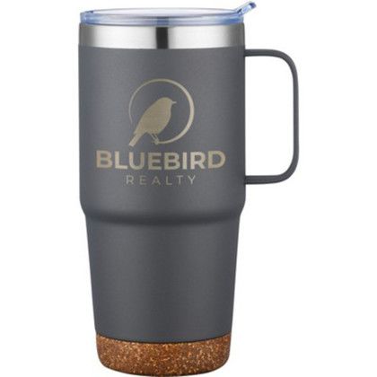Custom Saratoga Powder Cork Bottom Mug 24 oz - Gray