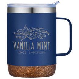 Custom Saratoga Powder Coated Cork Bottom Mug 12 oz - Navy Blue