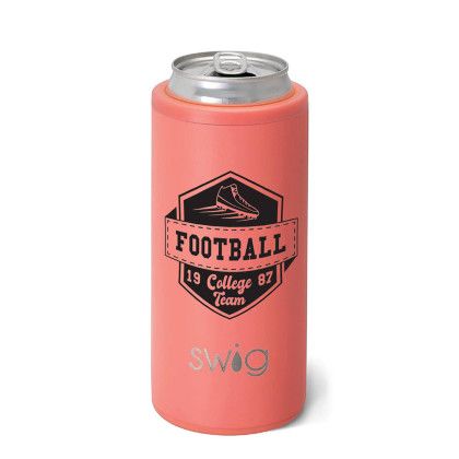 Custom Swig 12 oz. Skinny Matte Can Cooler - Coral Orange