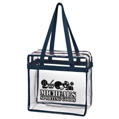 Custom Clear EVA Tote Bag With Zipper - Clear/Navy
