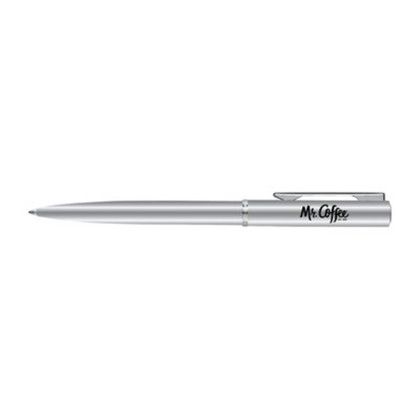 Custom Waterman Allure Ballpoint - Blue Ink - Chrome - Silver Trim - Cap Imprint