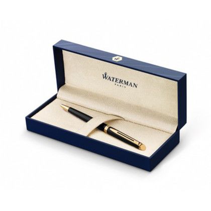Custom Waterman Hemisphere Ballpoint - Blue Ink - Black - Gold Trim - In Gift Box