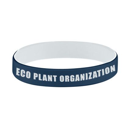 Custom Colored Letter Silicone Wrist Band - Navy/White