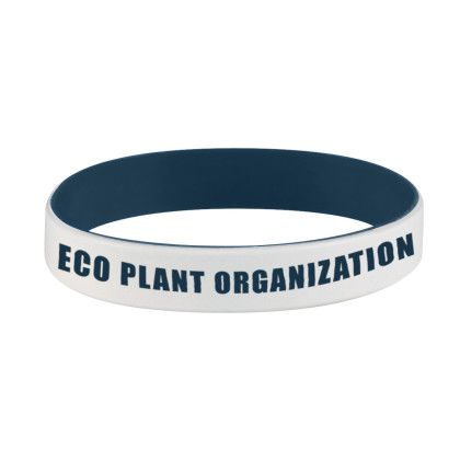 Custom Colored Letter Silicone Wrist Band - White/Navy