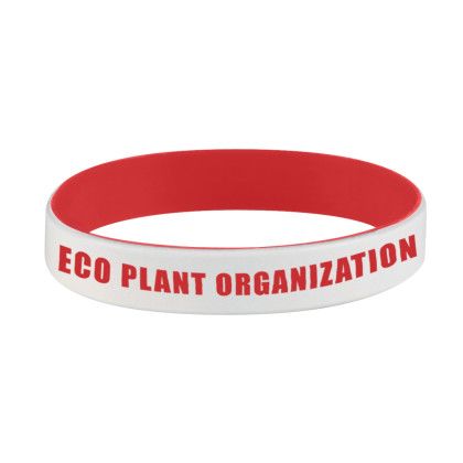 Custom Colored Letter Silicone Wrist Band - White/Red
