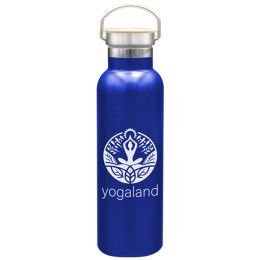 The Serene - Custom 20 oz. Stainless Steel Bottle with Bamboo Lid - Royal Blue
