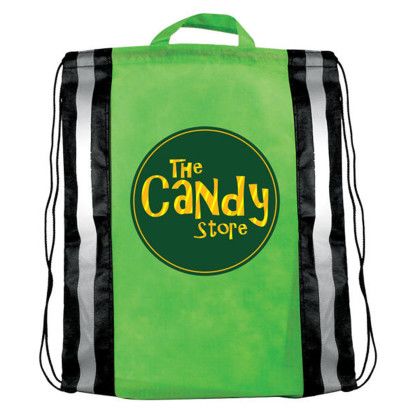 Custom NW Reflective Drawstring Backpack, Full Color Digital - Lime Green