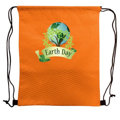 Custom Wave NW Drawstring Backpack, Full Color Digital - Orange