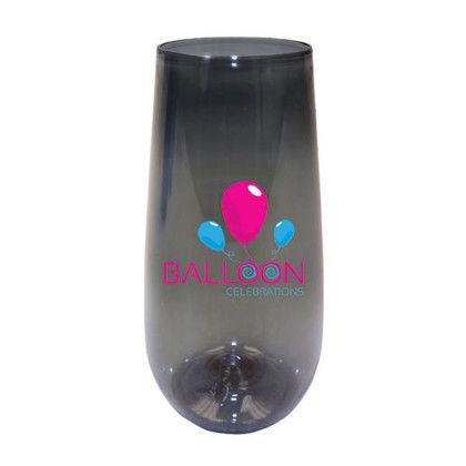 Custom 10 oz. Plastic Stemless Champagne Flute, Full Color Digital - Smoke