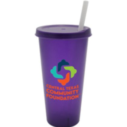 Custom 26 oz. Tumbler with Lid and Straw, Full Color Digital - Translucent Purple