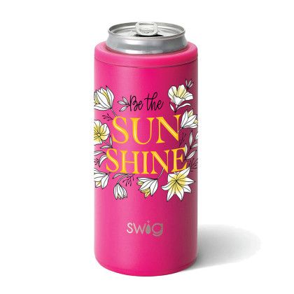 Custom Swig 12  oz. Skinny Matte Can Cooler, Full Color Digital - Matte Hot Pink