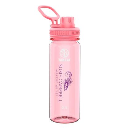 Custom Takeya 24 oz. Tritan Water Bottle with Spout lid - Flutter Pink