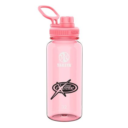 Custom Takeya 32 oz. Water Bottle With Spout Lid - Flutter Pink