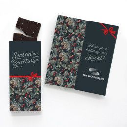 Custom Chocolate Sea Salt Caramel Bar Sweeter Card with Pine Boughs Design