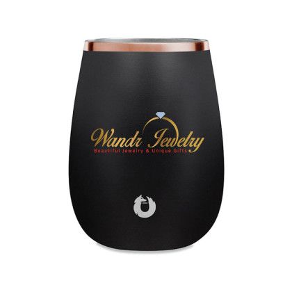 Custom Snowfox 13 oz. Stemless Wine Glass, Full Color Digital - Black