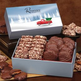 Custom Toffee & Pecan Clusters in Gift Box with Red Truck Sleeve